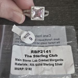 Bomb Party .925 sterling silver Morganite ring Size 9